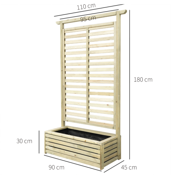 Wood planters-Impregnated Wooden Planter with Grid 110x45 h 180 cm - 4750