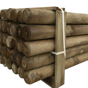 Pali in legno per recinzioni-50 pezzi di Palo tondo in legno Ø 8 x H 250 cm senza punta - Regno del Legno - 4908