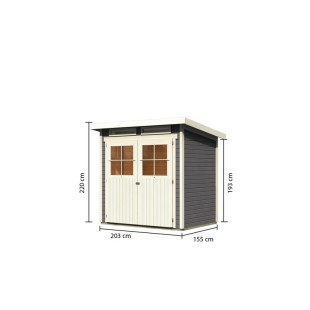 Casette in Legno per Giardino-Casetta in Legno da Giardino Glücksburg 2 Tinta Grigio Terra ➤ 203x156 cm (LxP) - 6968 2