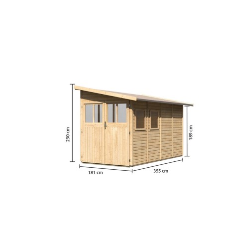 Wooden Garden Cottages-Wandlitz 4 Wooden House Leaning Against Nature ➤ 181x355 cm (WxD) - 5491