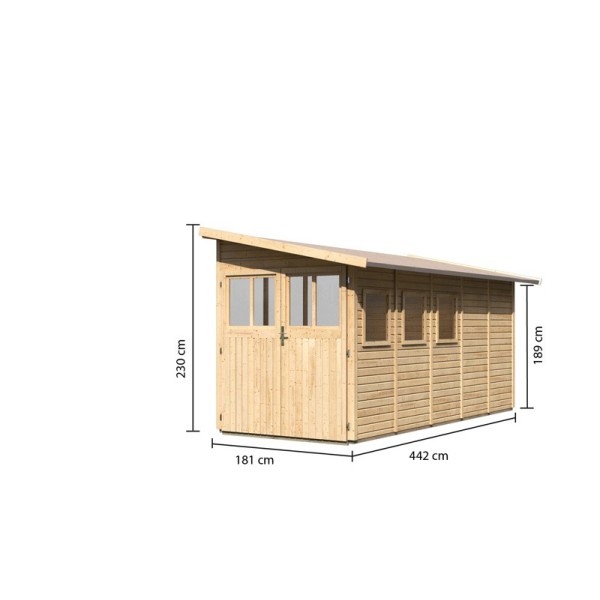 Wooden Garden Cottages-Wandlitz 5 Natural Wooden House ➤ 181x422 cm (WxD) - 5534