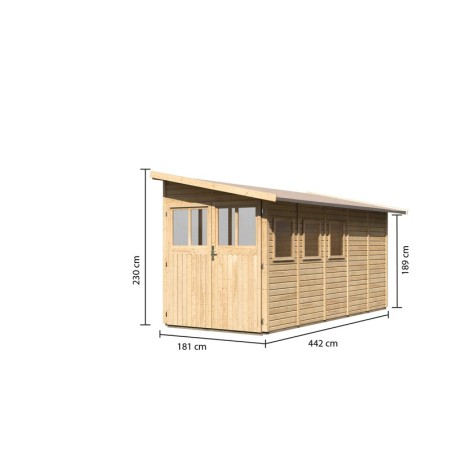 Wooden Garden Cottages-Wandlitz 5 Natural Wooden House ➤ 181x422 cm (WxD) - 5534 Wooden Garden Cottages-Wandlitz 5 Natural Wooden House ➤ 181x422 cm (WxD) - 5534