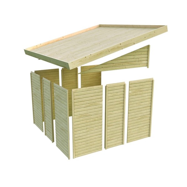Casette in Legno per Giardino-Casetta Legno Addossata Wandlitz 5 al Naturale ➤ 181x422 cm (LxP) - 5538