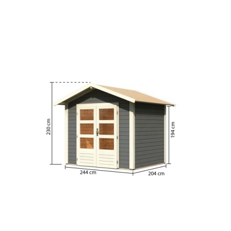 Casette in Legno per Giardino-Casetta Giardino in Legno Talkau 3 Grigio Terra ➤ 244x204 cm (LxP) - 6641
