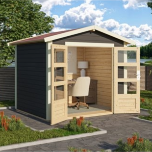 Wooden Garden Cottages-Talkau 3 Wooden Garden Shed Earth Gray ➤ 244x204 cm (WxD) - 6951