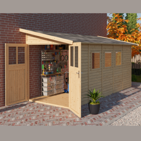 Casette in Legno per Giardino-Casetta Legno Addossata Wandlitz 5 al Naturale ➤ 181x422 cm (LxP) - 6962 Casette in Legno per Giardino-Casetta Legno Addossata Wandlitz 5 al Naturale ➤ 181x422 cm (LxP) - 6962