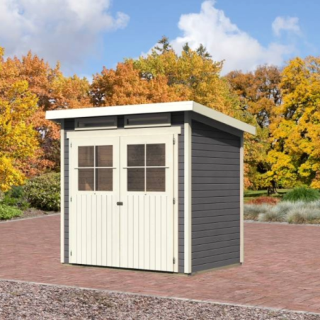 Casette in Legno per Giardino-Casetta in Legno da Giardino Glücksburg 2 Tinta Grigio Terra ➤ 203x156 cm (LxP) - 6968