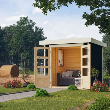 Wooden Garden Cottages-Askola 2 Wooden House Anthracite Color ➤ 213x217 cm (WxD) - 7126