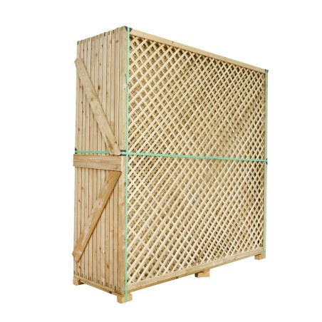 Trellis panels-12 pcs Wooden Grating 180x183 cm - Mesh 4 cm - 7189