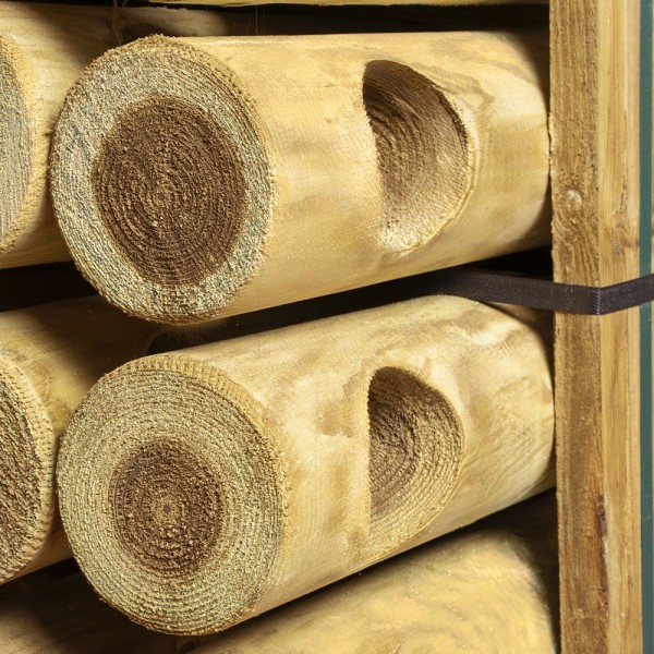 Wooden posts for fences-Pack Of 36 Round Wooden Fence Posts Ø12 x 150 cm With 2 Holes - 7250