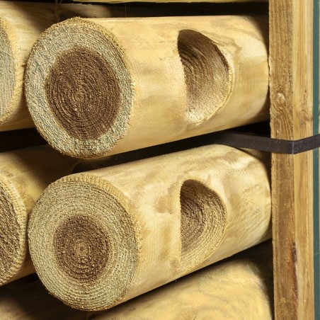 Wooden posts for fences-Pack Of 36 Round Wooden Fence Posts Ø12 x 150 cm With 2 Holes - 7250