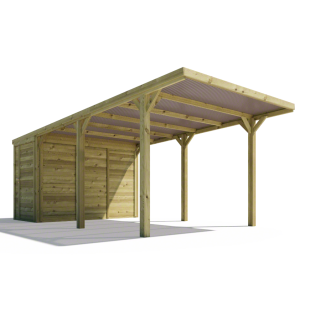Carport-Wooden Car Shed 3 x 6 x H. 2.5 m With Storage Room - 7372 2