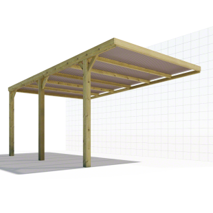 Carport-Wooden Shed Against the Wall 3.20x5.12 m - 7380 2