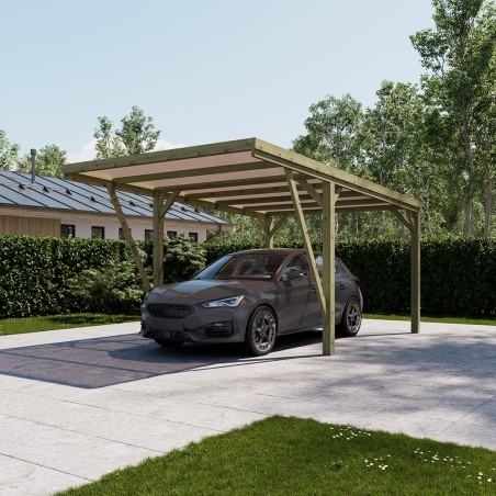 Wooden Carports-Wooden Carport Canopy 3.2 x 5.1 m, Height 2.6/2.3 m - 7370