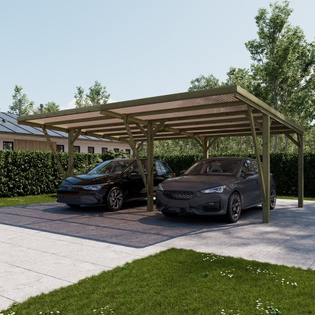 Wooden Carports-Double Carport Extension Module LM606 - 7374