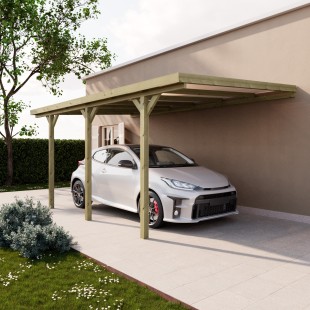 Carport-Leaning Wooden Pergola 3 x 5.2 x H. 2.19/2.57 m - 7377