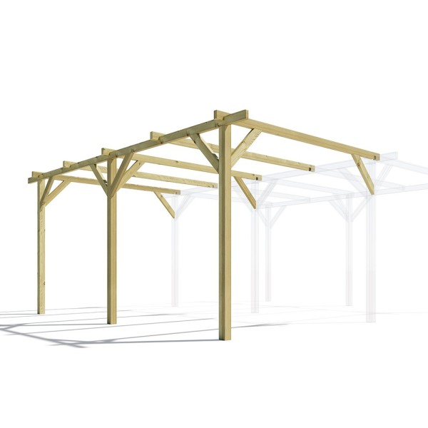 Carport-Wooden Carport Extension 3 x 5 m h 2.31 m - Double Parking Space LM509 - 7381