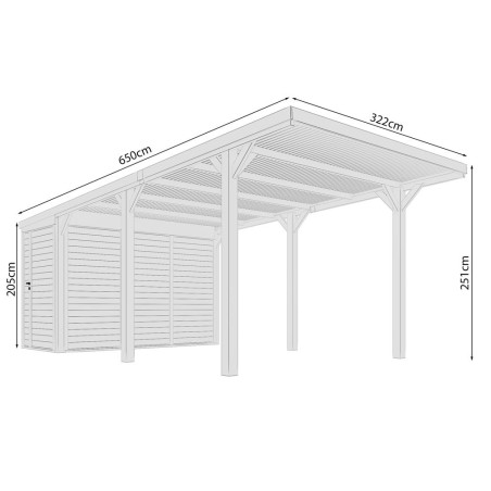 Tettoie per Auto-Tettoia Auto con Casetta 3 x 6 x H. 2.5 m - 7405 Tettoie per Auto-Tettoia Auto con Casetta 3 x 6 x H. 2.5 m - 7405