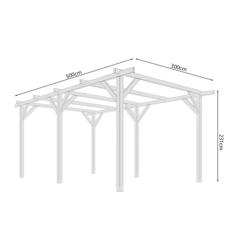 Tettoie per Auto-Carport Legno 3 x 5 m h 2.31 m | Tettoie in legno per auto impregnate in autoclave - 7406 Tettoie per Auto-Carport Legno 3 x 5 m h 2.31 m | Tettoie in legno per auto impregnate in autoclave - 7406