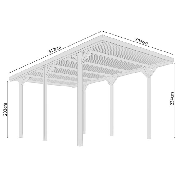 Tettoie per Auto-Carport Legno 3 x 5 m H. 2/2.34 m - 7407