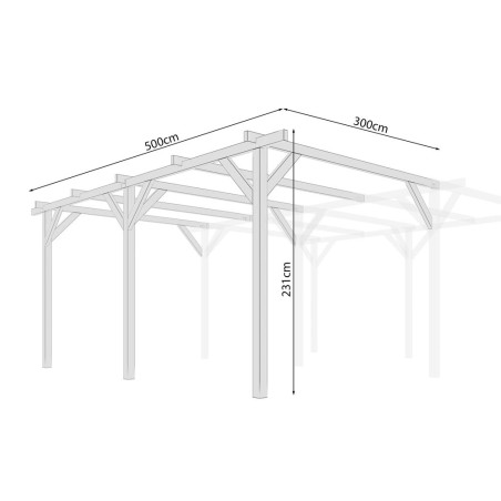 Carport-Wooden Carport Extension 3 x 5 m h 2.31 m - Double Parking Space LM509 - 7411 Carport-Wooden Carport Extension 3 x 5 m h 2.31 m - Double Parking Space LM509 - 7411