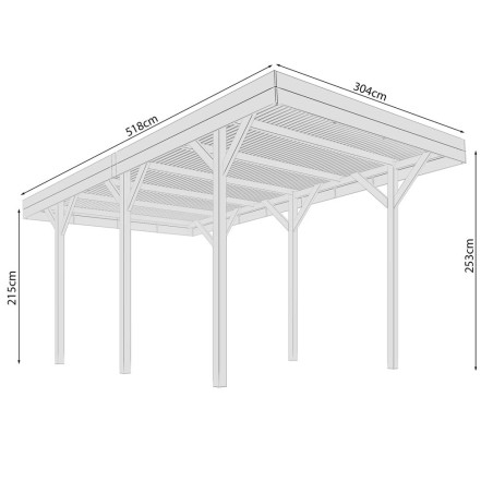 Tettoie per Auto-Tettoia in Legno per Auto 5.18 x 3 m - 7414