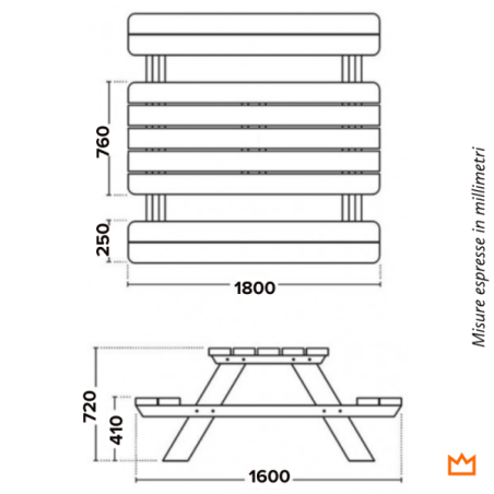 Tavoli in Legno per Esterni-Tavolo Da Picnic In Legno 180 x 160 cm Spessore Extra 4 cm. Perfetto per 6-8 persone - 7417 Tavoli in Legno per Esterni-Tavolo Da Picnic In Legno 180 x 160 cm Spessore Extra 4 cm. Perfetto per 6-8 persone - 7417