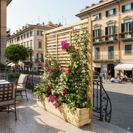 Wood planters-Planter with Grid 180x30 h180 cm: Elegant Solution for Climbing Plants - 7457