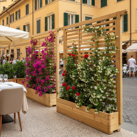 Wood planters-Planter with Grid 180x30 h180 cm: Elegant Solution for Climbing Plants - 7461