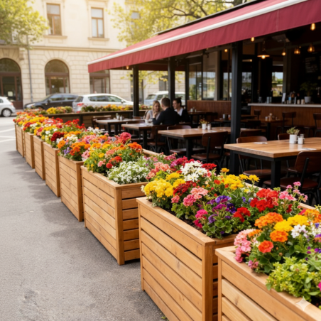 Wood planters-Rectangular Planter 60 cm High in Wood for Outdoors, Base 90x30 cm - 7492