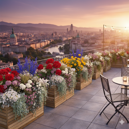 Wood planters-Rectangular Planter 60 cm High in Wood for Outdoors, Base 90x30 cm - 7493