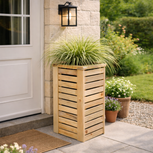 Wood Planters-Tall Outdoor Plant Stand 30 x 30 x H 60 cm - 7610