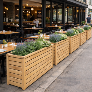 Wood Planters-Tall Rectangular Wooden Outdoor Planter 90 x 30 cm Base, 60 cm High - 7615 2