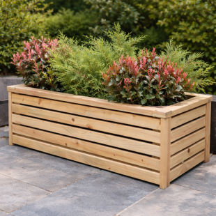 Fioriere in Legno-Fioriera Rettangolare in Legno 90x45 h 30 cm per Esterni - 7621 2