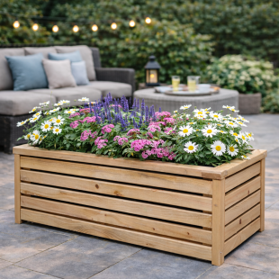 Fioriere in Legno-Fioriera Rettangolare in Legno 90x45 h 30 cm per Esterni - 7621