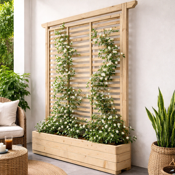 Fioriera con grigliato 180×30×180 cm | Regno del Legno