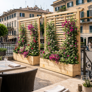 Fioriere in Legno-Fioriera con Grigliato in Legno per Esterno 180x30 h180 cm - 7629 2